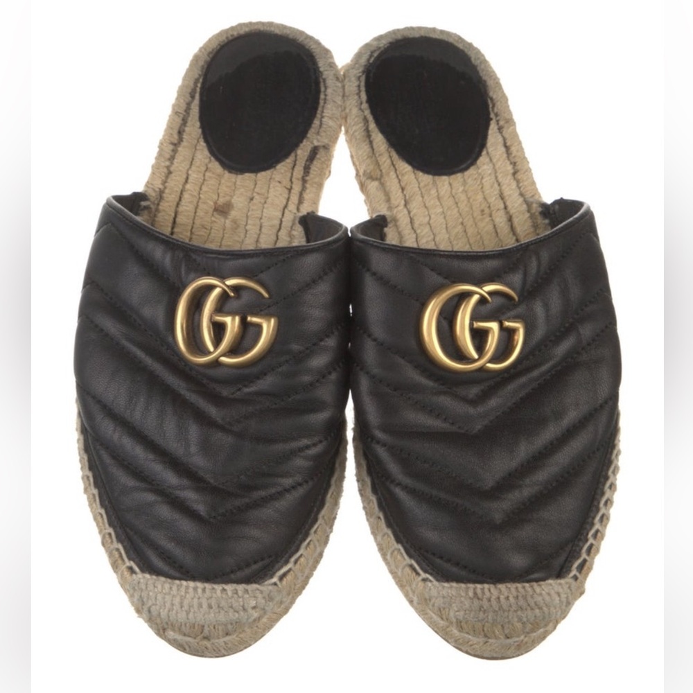Gucci Nappa Matelasse GG Marmont Espadrille Mules - Picture 2 of 16